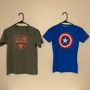 Under Armour  Fitted shirt Boys Captain America & Project Rock Loose Lot Sz YM